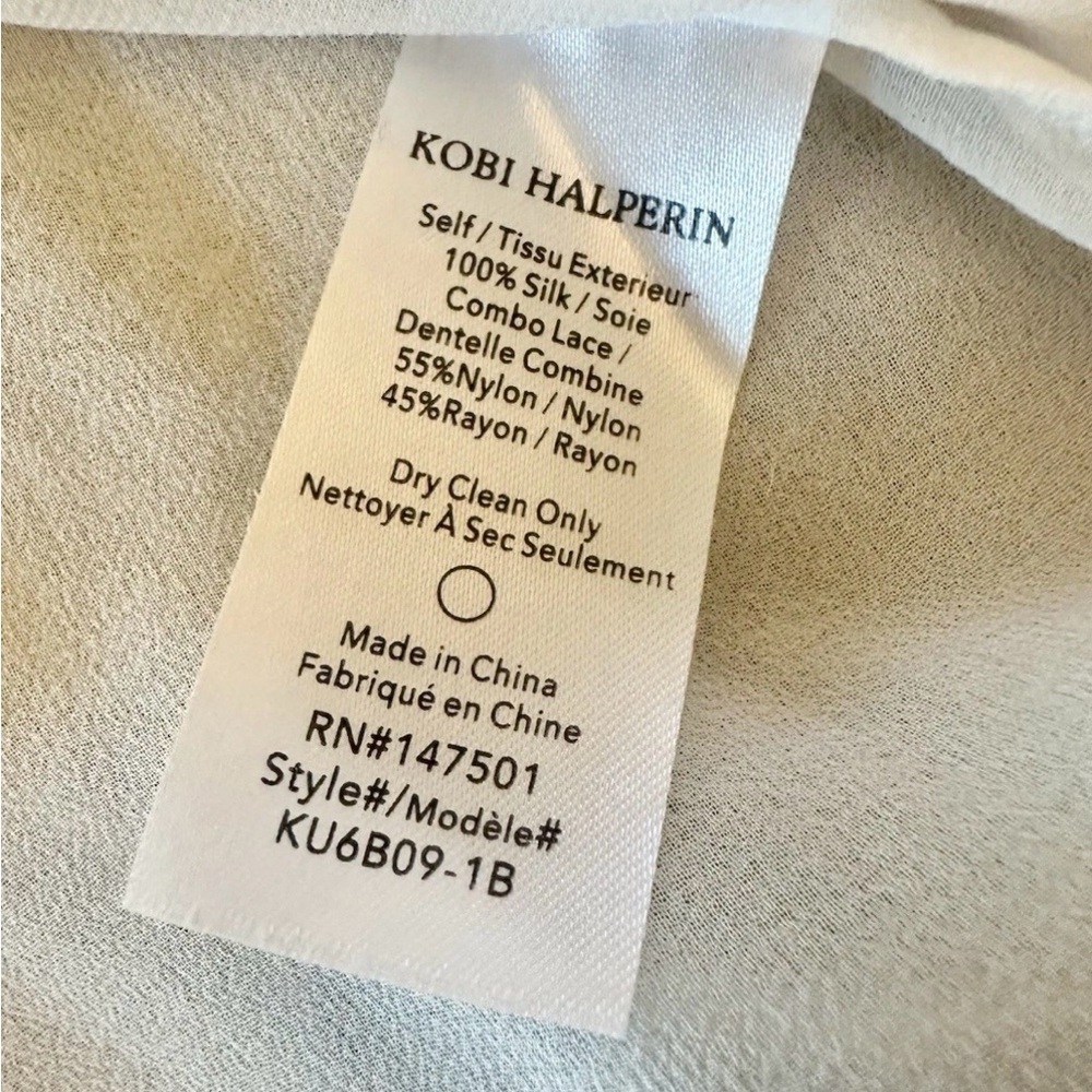 EUC KOBI HALPERIN Women Jona Silk  White Black Lace Two Layer Blouse Sz XL - Picture 11 of 13